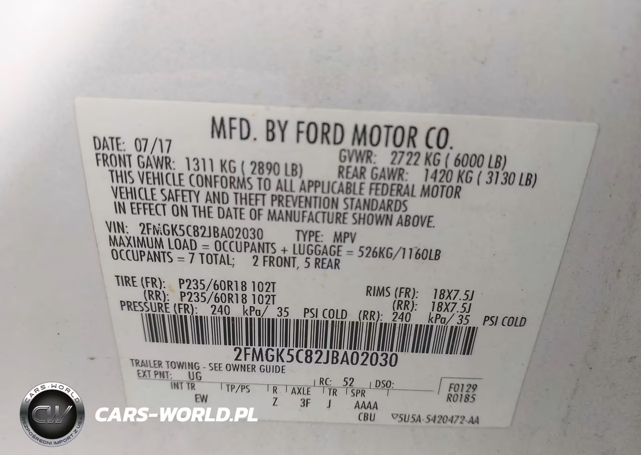 2018 Ford Flex Sel VIN:2FMGK5C82JBA02030 - 9