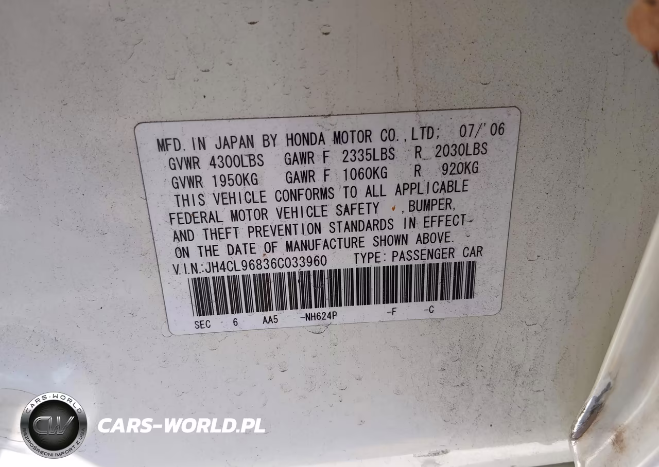 2006 Acura Tsx VIN:JH4CL96836C033960 - 9