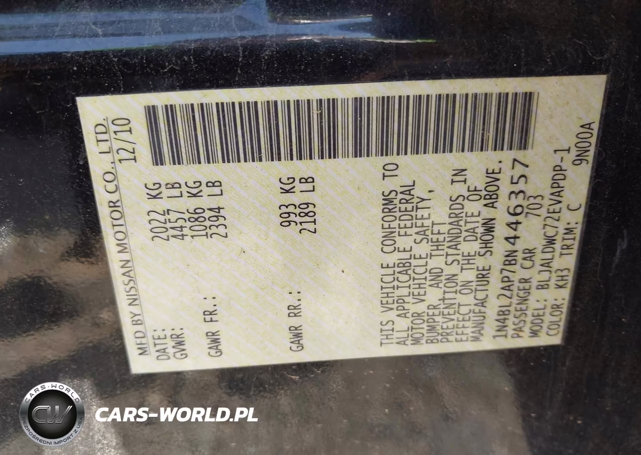 2011 Nissan Altima 3.5 Sr VIN:1N4BL2AP7BN446357 - 9