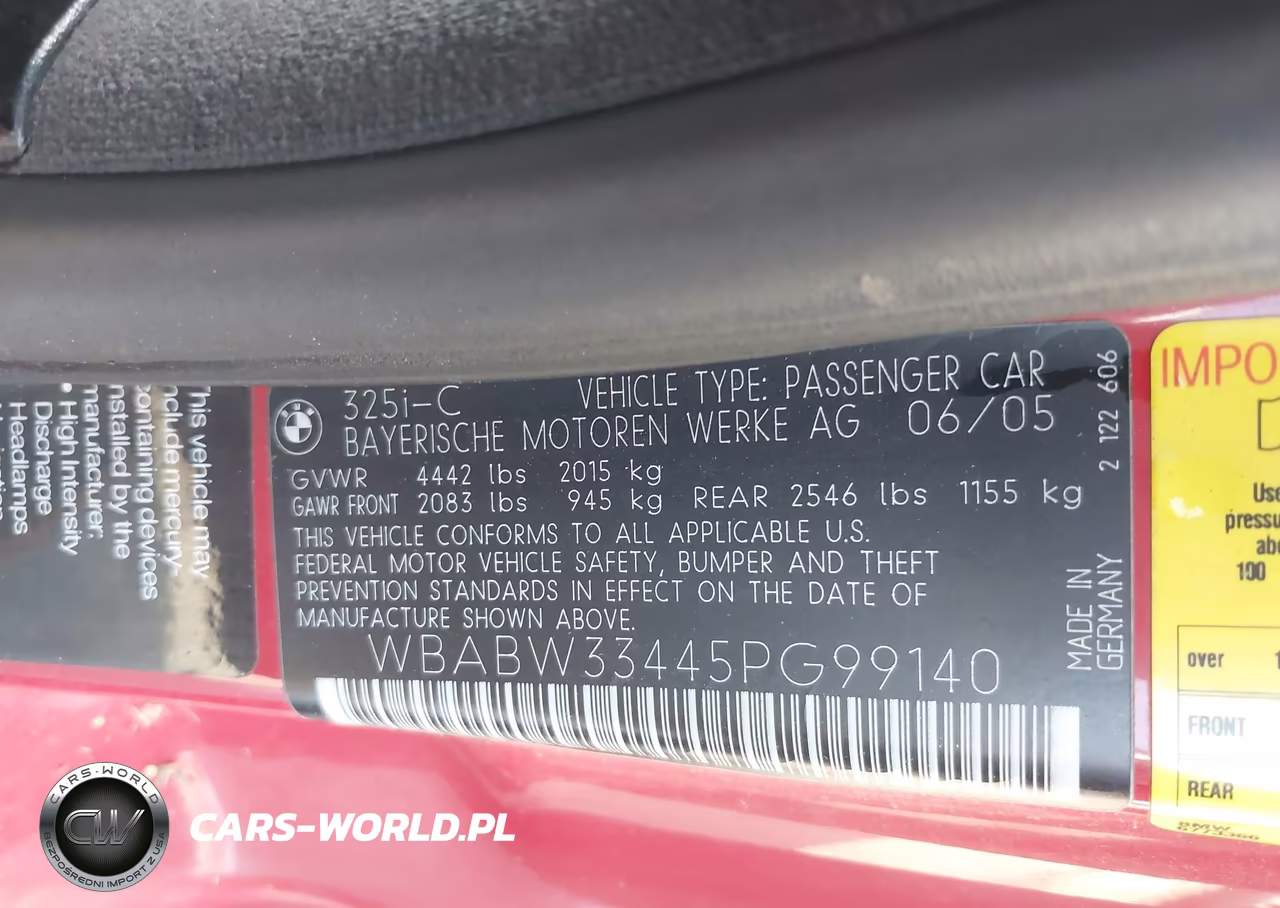 2005 BMW 325Ci VIN:WBABW33445PG99140 - 9