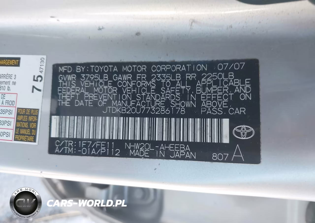 2007 Toyota Prius VIN:JTDKB20U773286178 - 9
