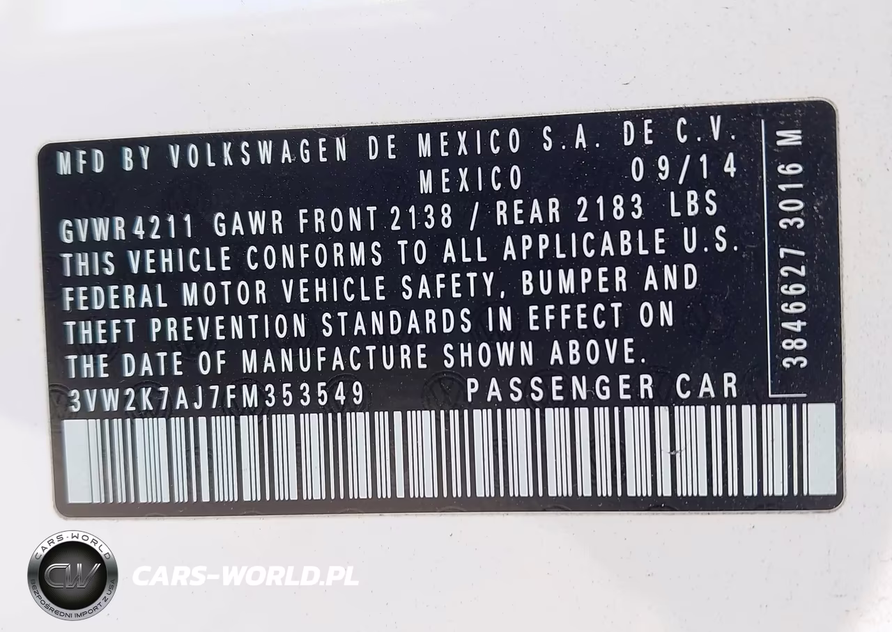 2015 Volkswagen Jetta 2.0L S VIN:3VW2K7AJ7FM353549 - 9