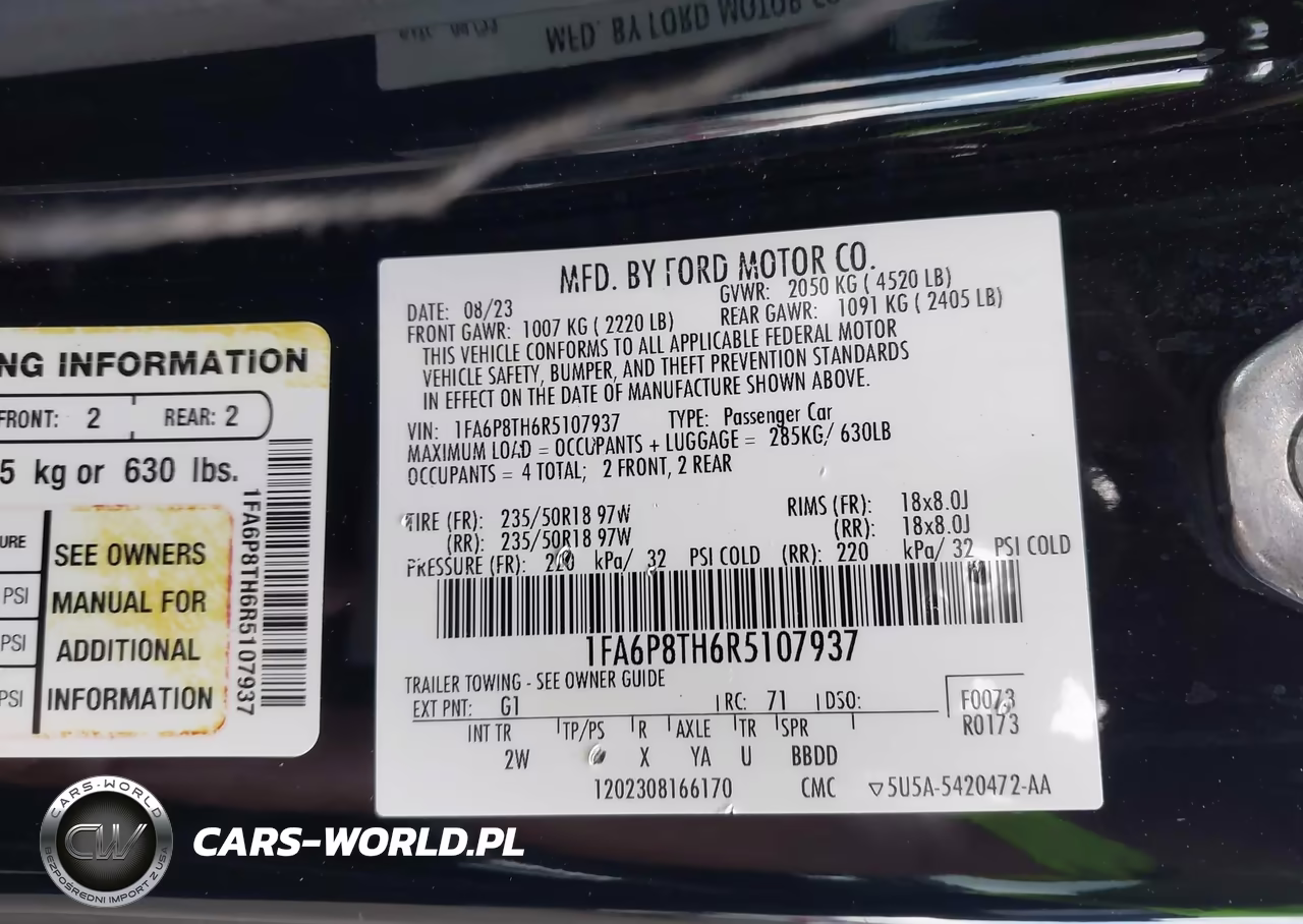 2024 Ford Mustang Ecoboost Fastback VIN:1FA6P8TH6R5107937 - 9