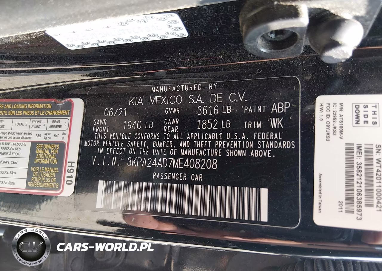 2021 Kia Rio Lx VIN:3KPA24AD7ME408208 - 9