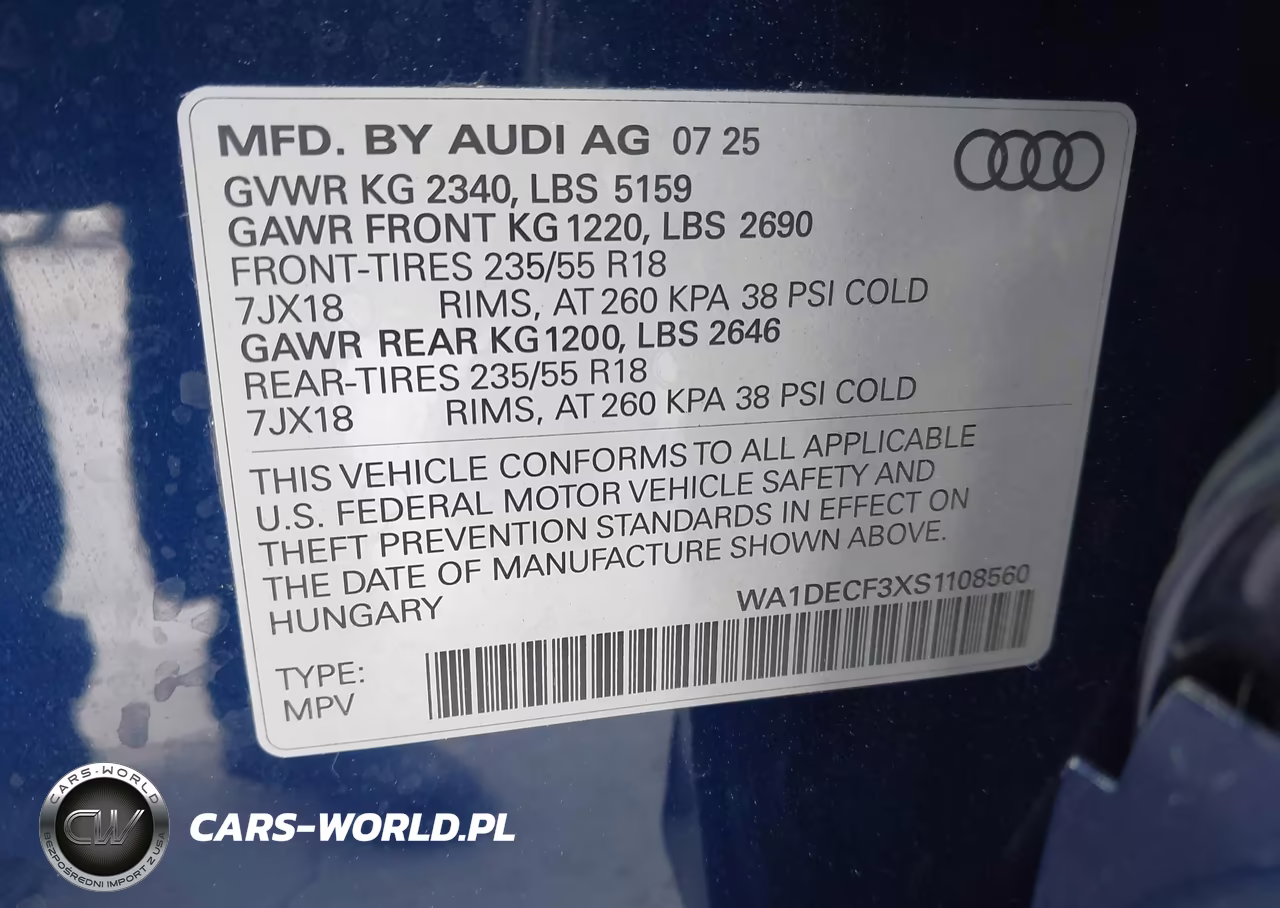 2025 Audi Q3 Premium 45 Tfsi S Line Quattro Tiptronic VIN:WA1DECF3XS1108560 - 9