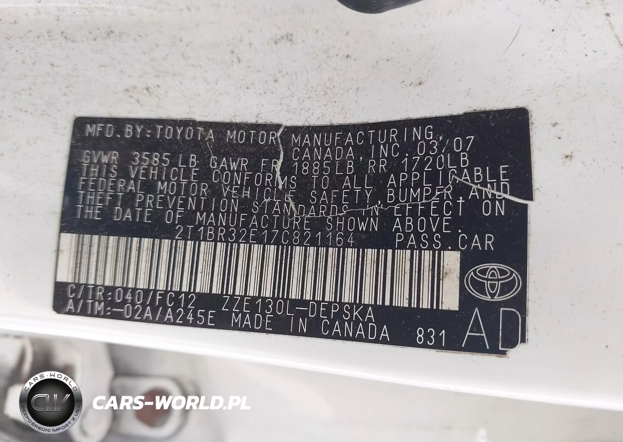 2007 Toyota Corolla S VIN:2T1BR32E17C821164 - 9