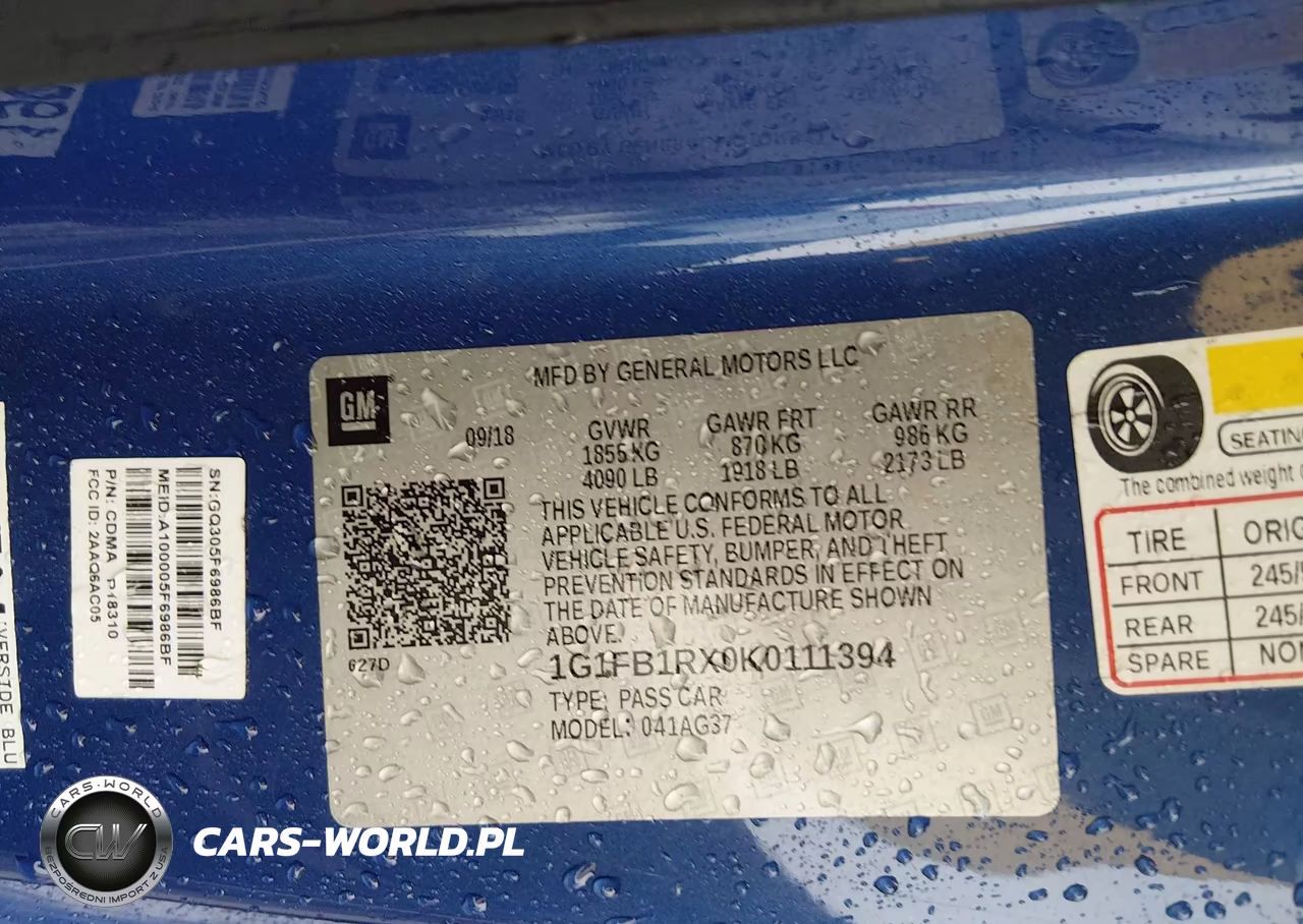 2019 Chevrolet Camaro 1Lt VIN:1G1FB1RX0K0111394 - 9
