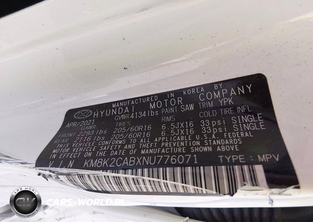 2022 Hyundai Kona Se VIN:KM8K2CABXNU776071 - 9