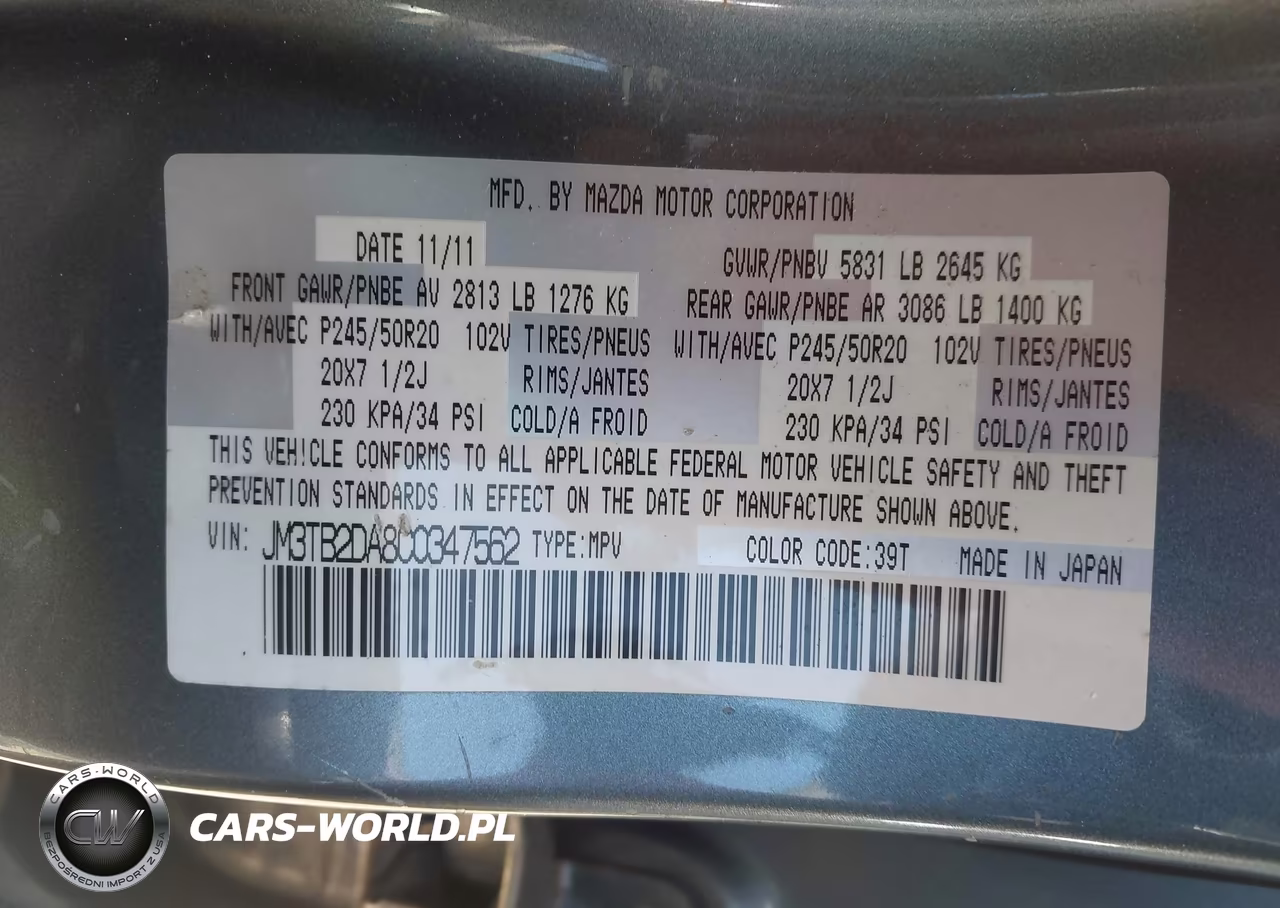 2012 Mazda Cx-9 Grand Touring VIN:JM3TB2DA8C0347562 - 9