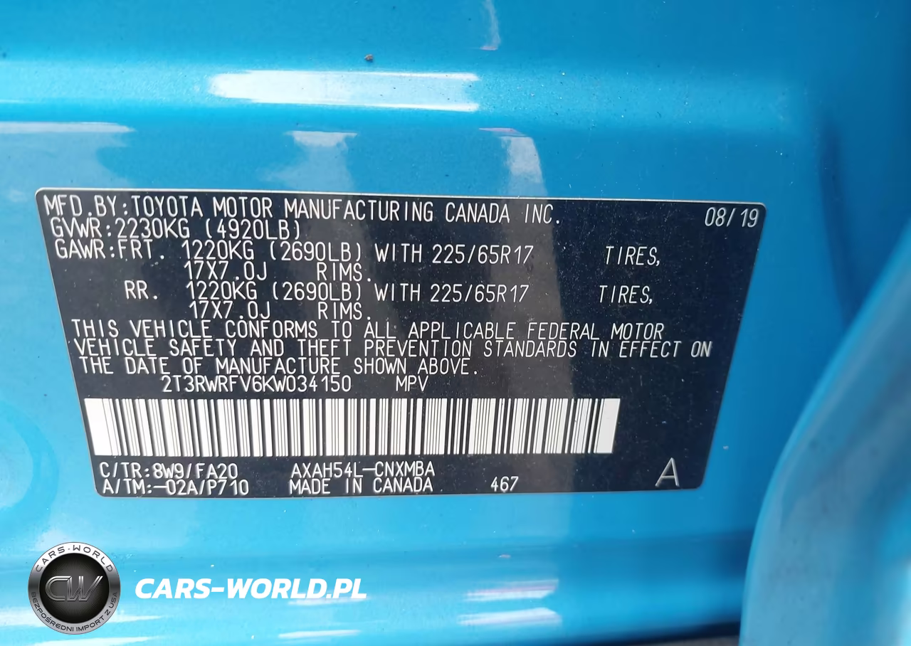 2019 Toyota Rav4 Hybrid Xle VIN:2T3RWRFV6KW034150 - 9