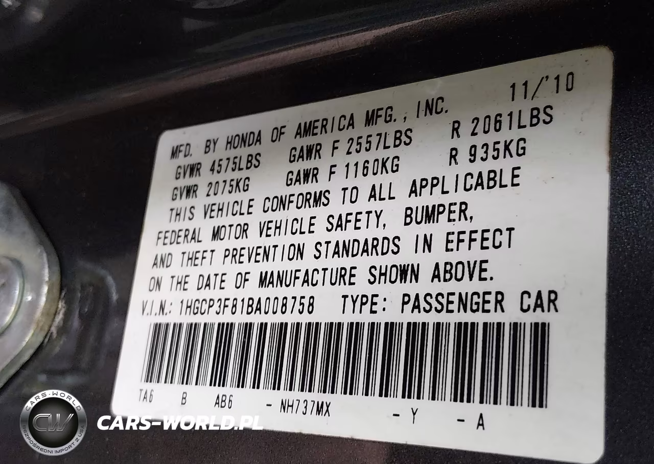 2011 Honda Accord 3.5 Ex-L VIN:1HGCP3F81BA008758 - 9