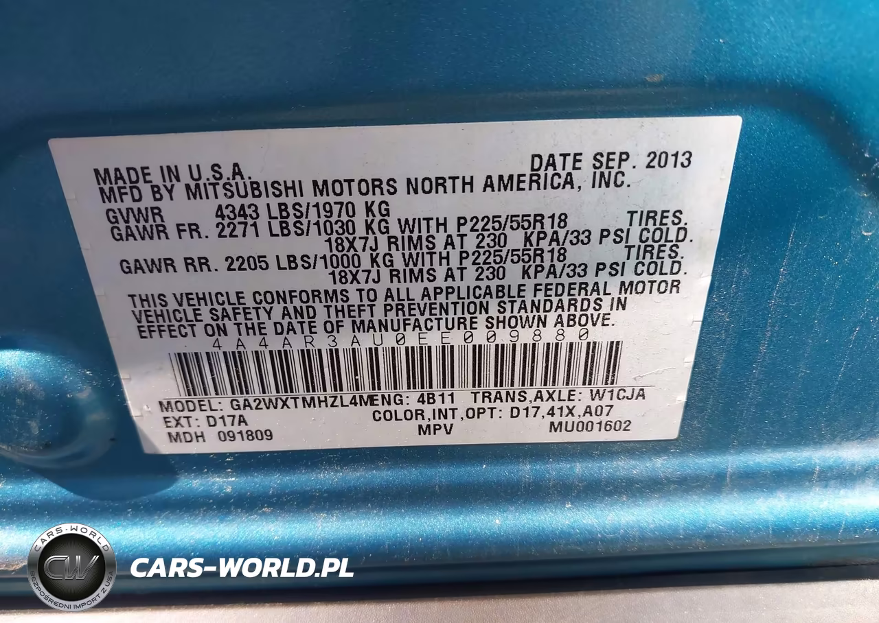 2014 Mitsubishi Outlander Sport Es VIN:4A4AR3AU0EE009880 - 9