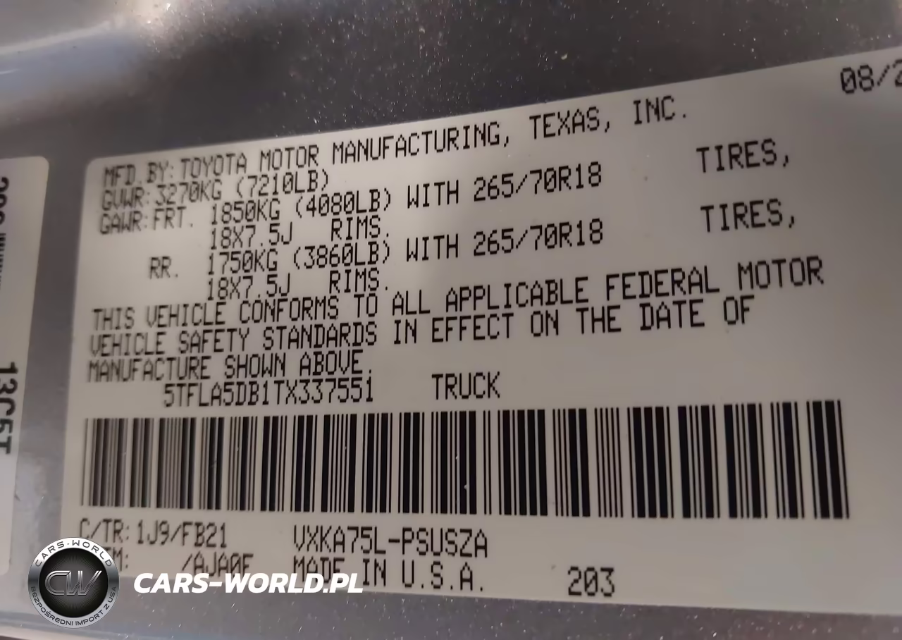2026 Toyota Tundra Sr5 Crewmax 5.5' Bed VIN:5TFLA5DB1TX337551 - 9
