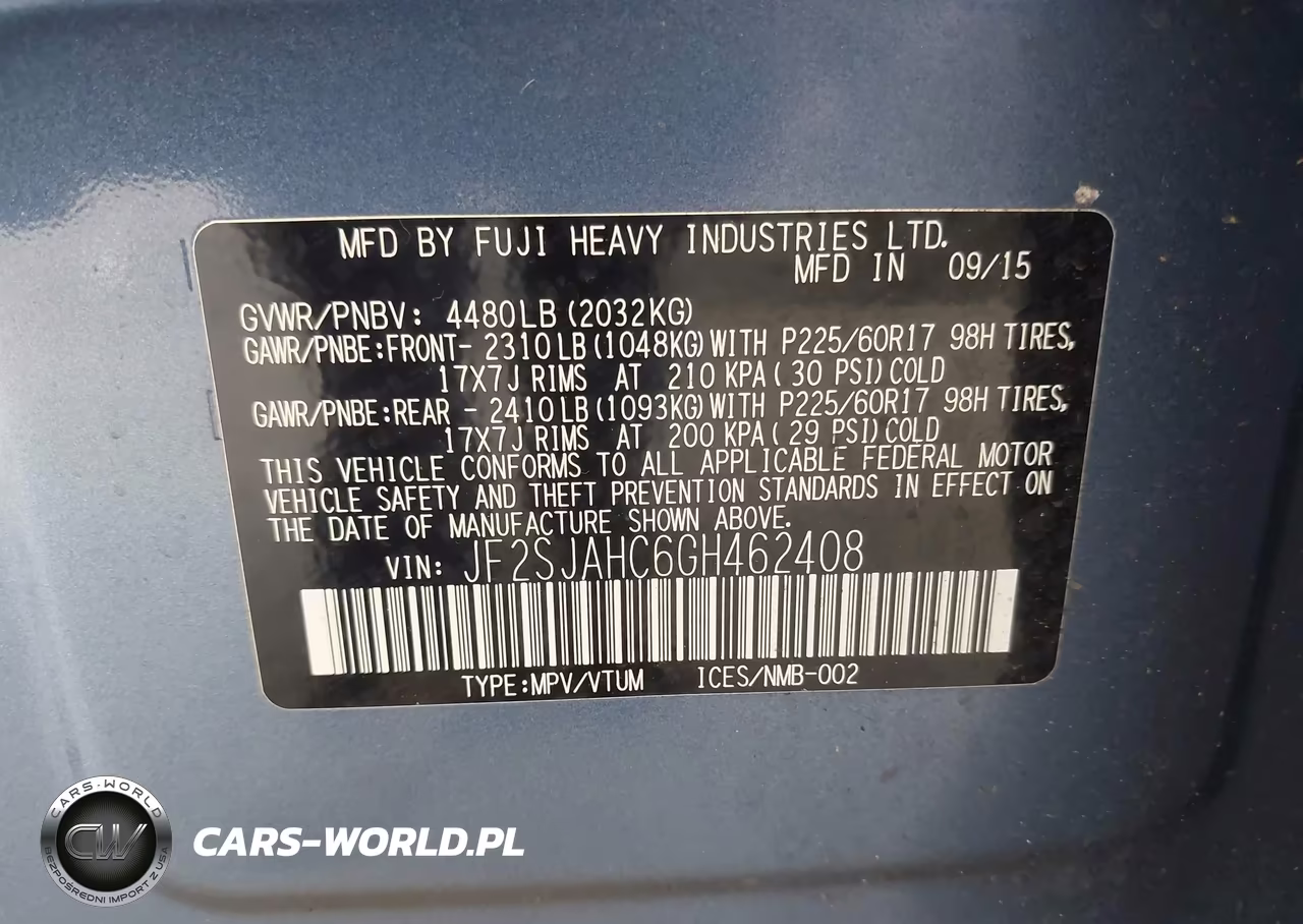 2016 Subaru Forester 2.5I Limited VIN:JF2SJAHC6GH462408 - 9