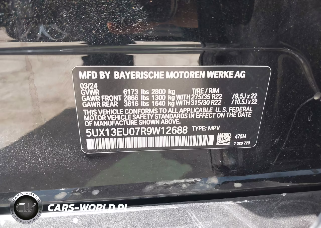 2024 BMW X5 Sdrive40I VIN:5UX13EU07R9W12688 - 9
