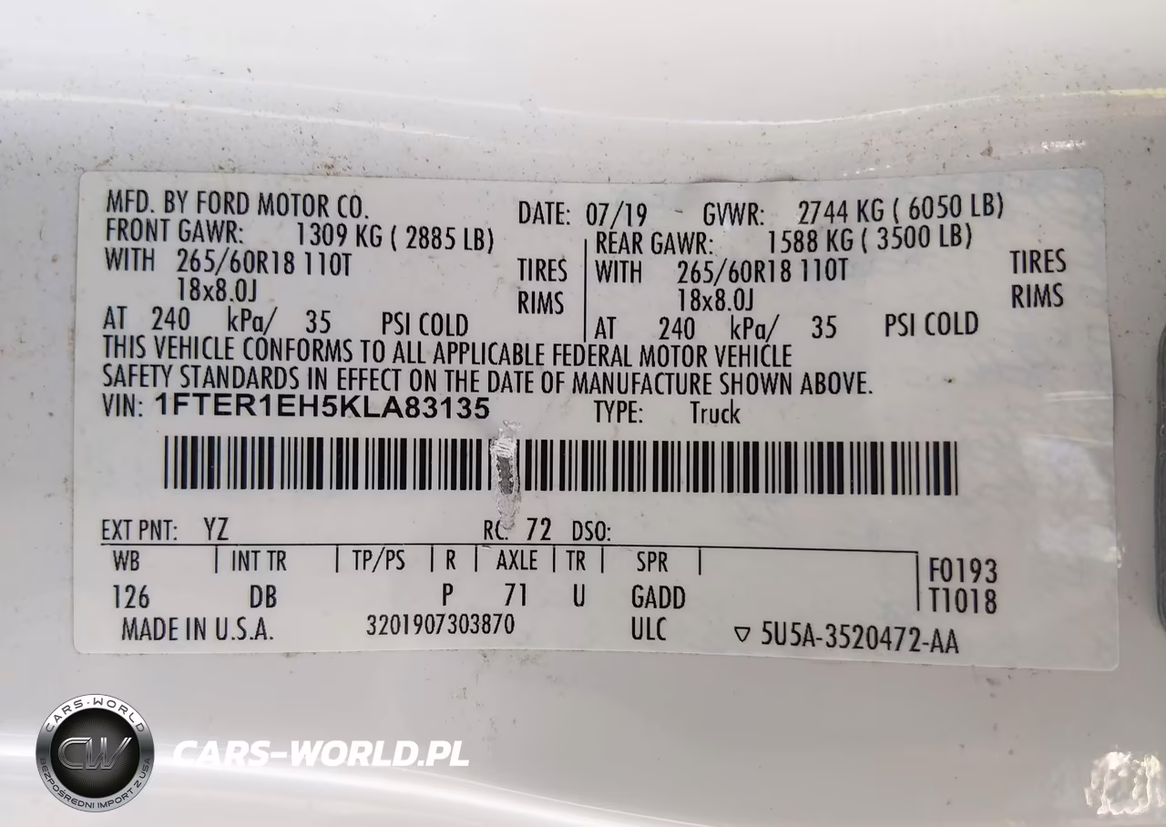 2019 Ford Ranger Lariat VIN:1FTER1EH5KLA83135 - 9