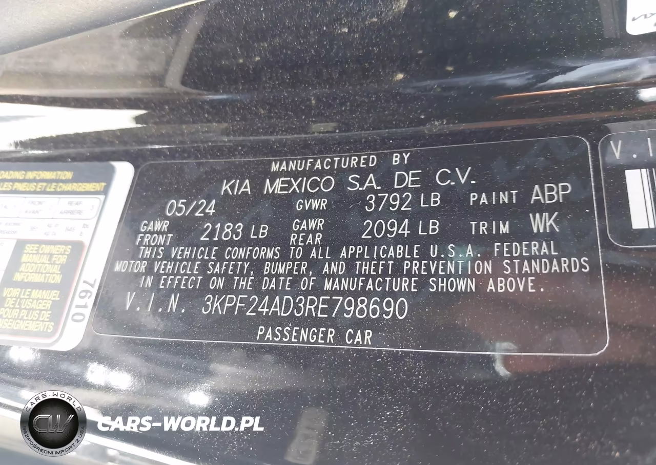 2024 Kia Forte Lxs VIN:3KPF24AD3RE798690 - 9