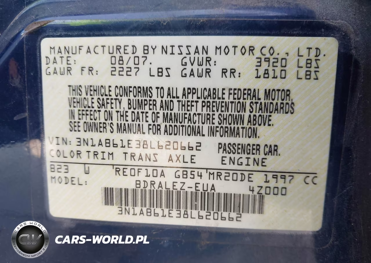 2008 Nissan Sentra 2.0S VIN:3N1AB61E38L620662 - 9