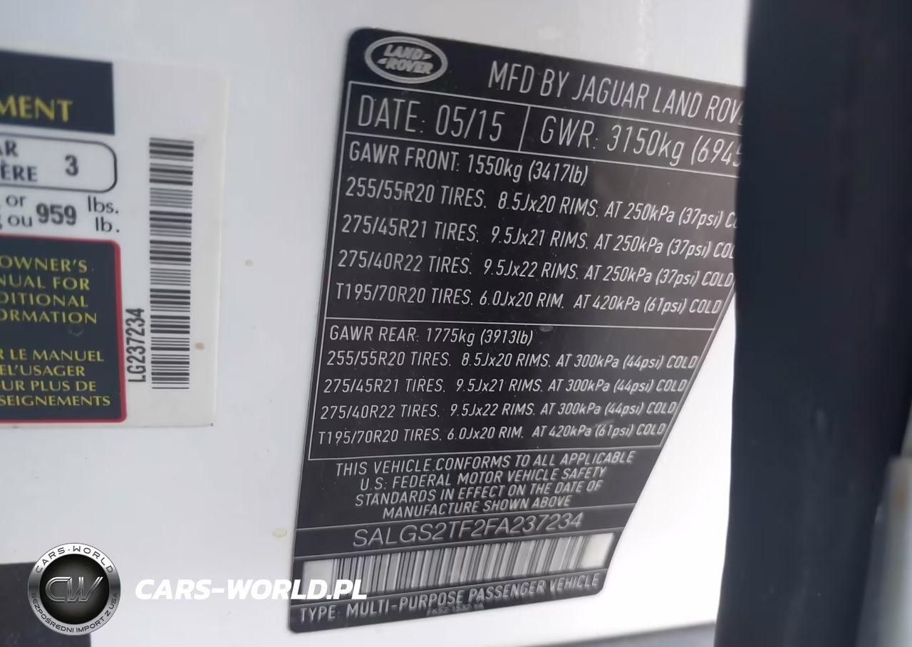 2015 Land Rover Range Rover 5.0L V8 Supercharged VIN:SALGS2TF2FA237234 - 9