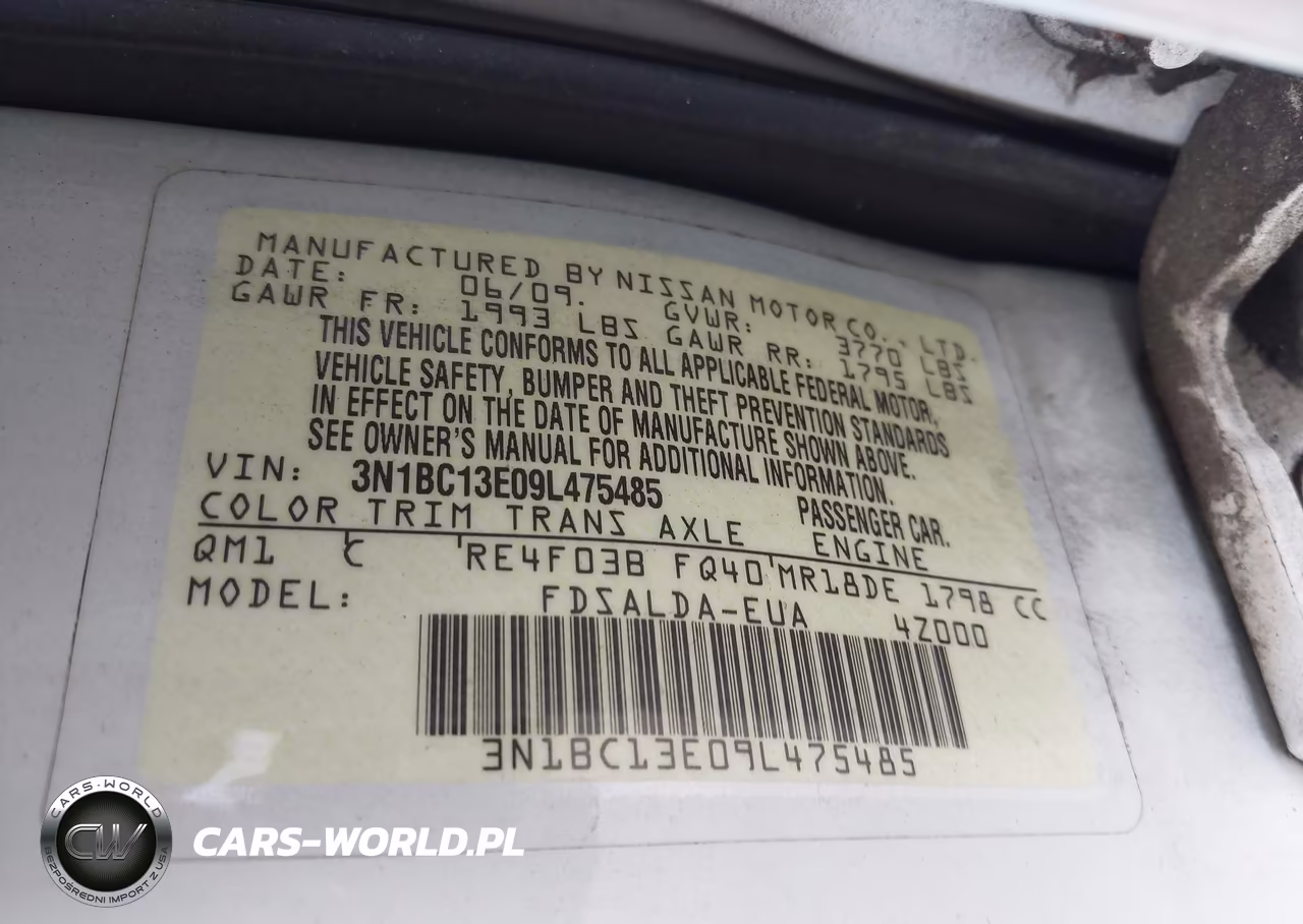 2009 Nissan Versa 1.8S VIN:3N1BC13E09L475485 - 9