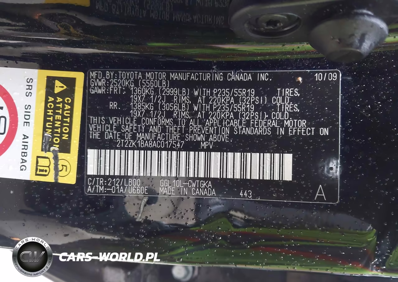 2010 Lexus Rx 350 VIN:2T2ZK1BA8AC017547 - 9