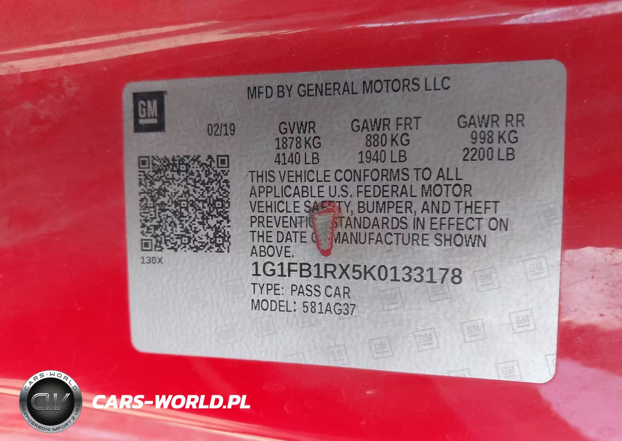 2019 Chevrolet Camaro 1Lt VIN:1G1FB1RX5K0133178 - 9