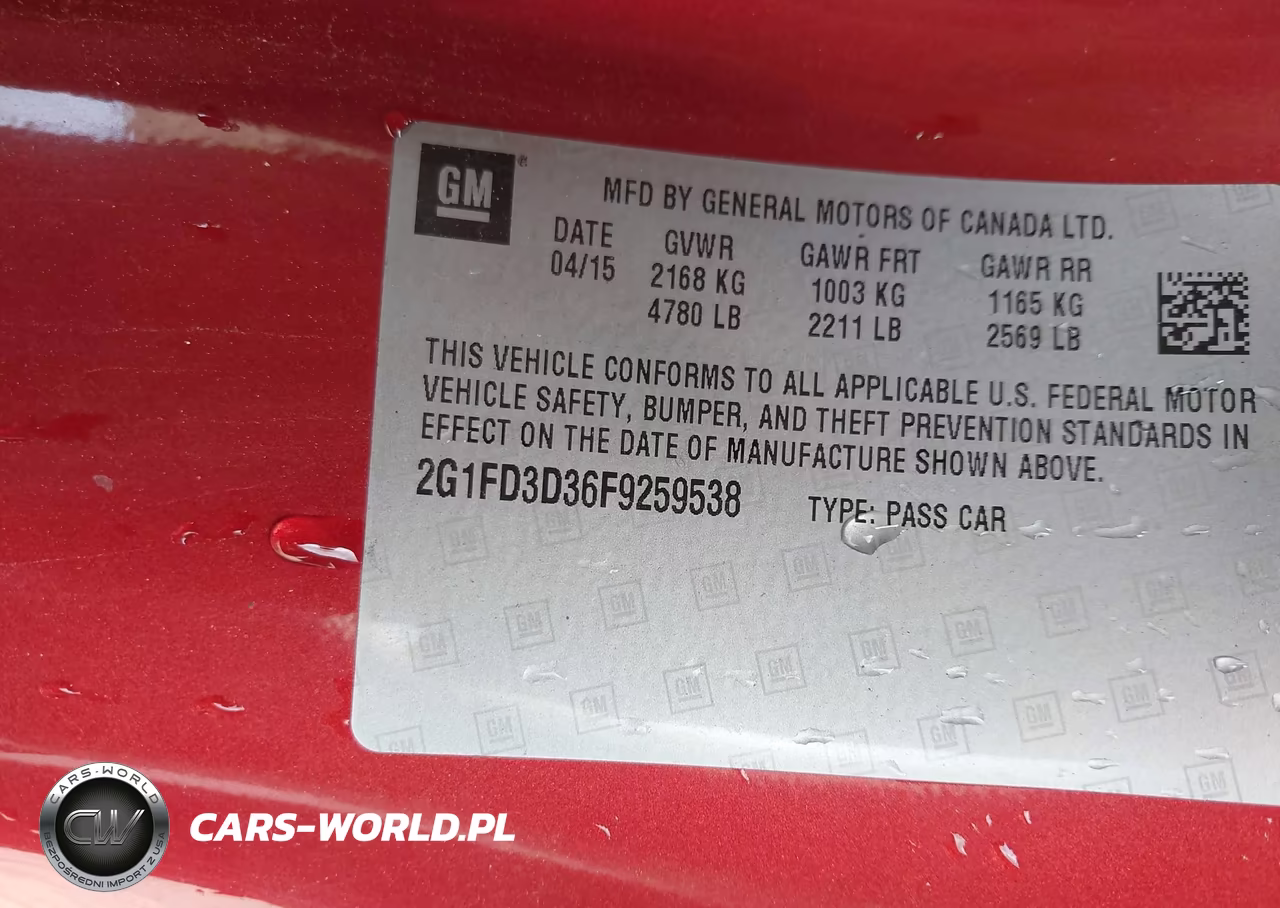 2015 Chevrolet Camaro 1Lt VIN:2G1FD3D36F9259538 - 9