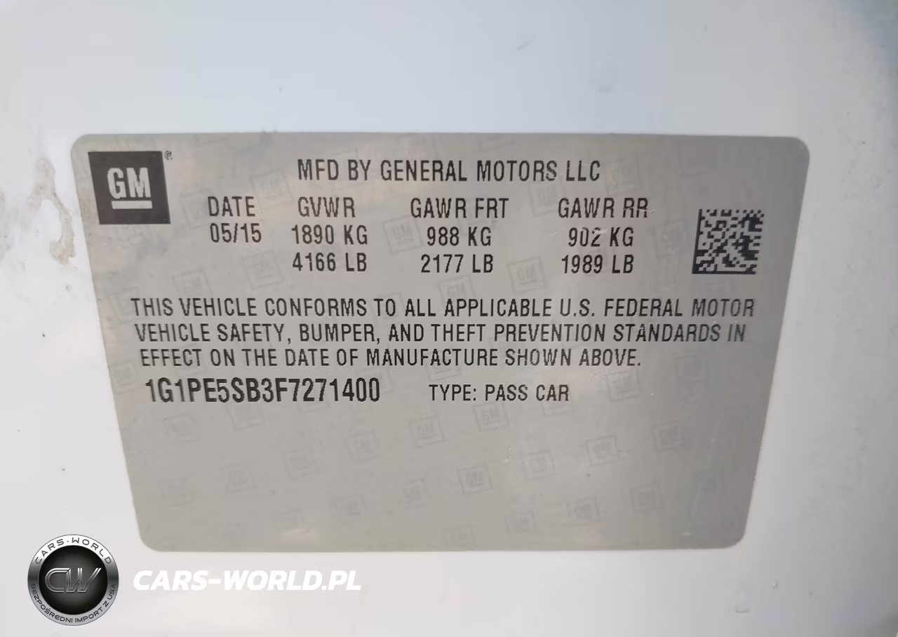 2015 Chevrolet Cruze 2Lt Auto VIN:1G1PE5SB3F7271400 - 9