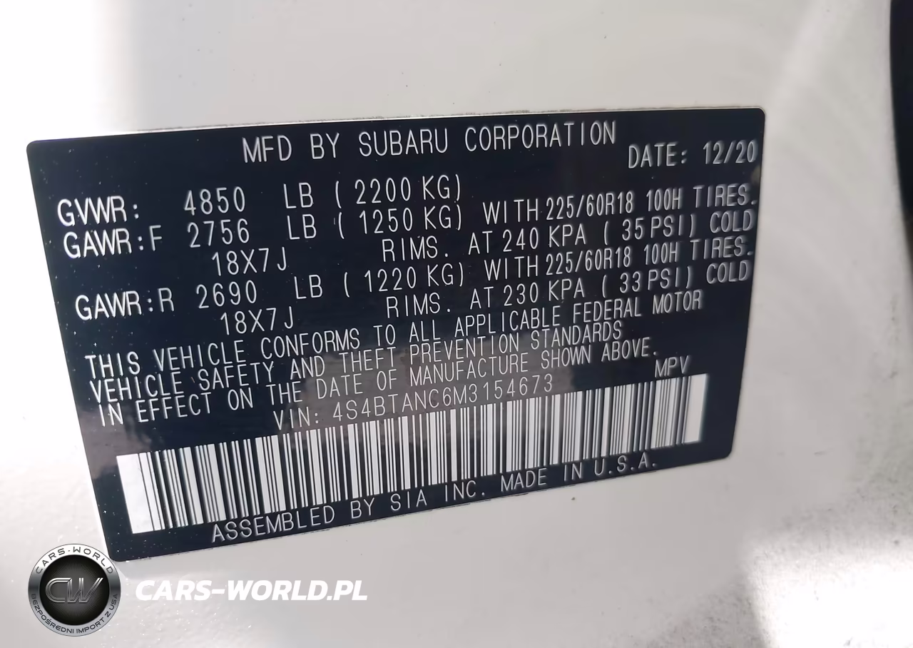 2021 Subaru Outback Limited VIN:4S4BTANC6M3154673 - 9