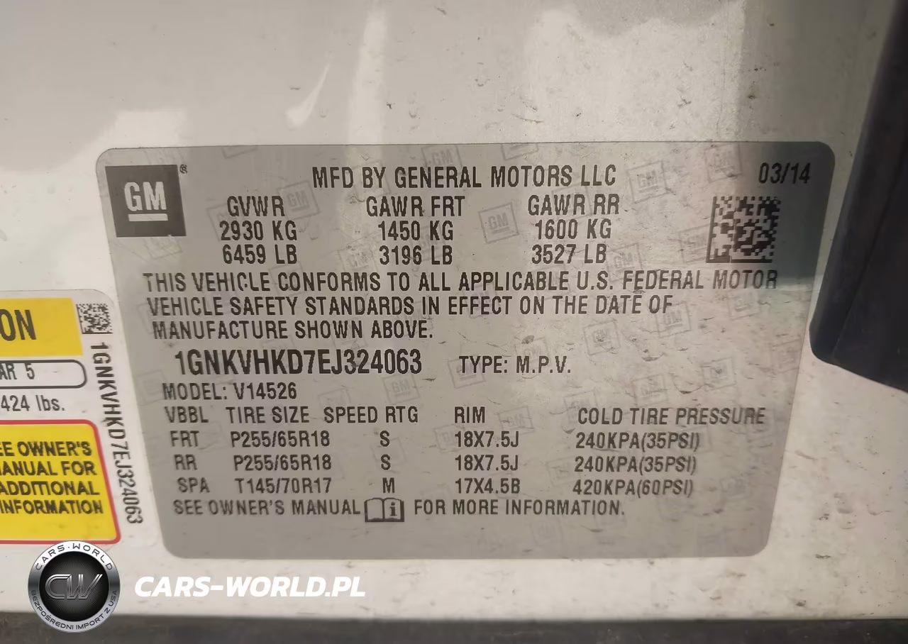 2014 Chevrolet Traverse 2Lt VIN:1GNKVHKD7EJ324063 - 9