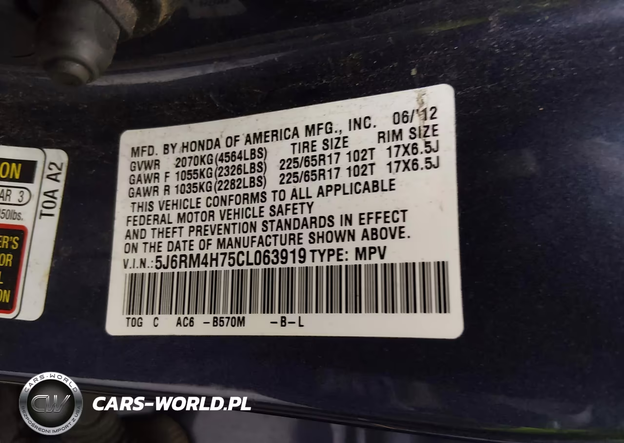 2012 Honda Cr-V Ex-L VIN:5J6RM4H75CL063919 - 9