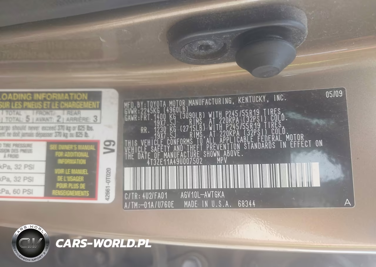 2009 Toyota Venza VIN:4T3ZE11A49U007502 - 9