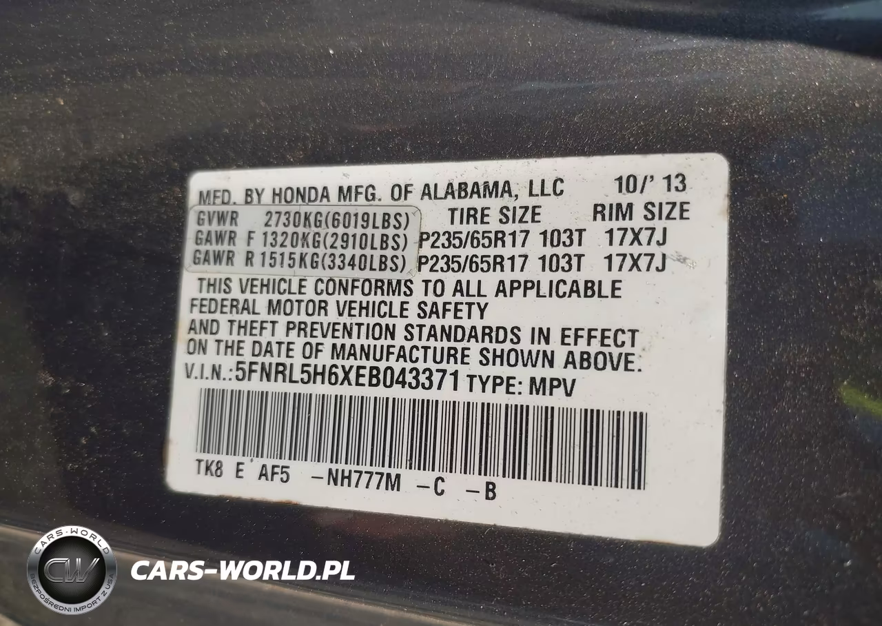 2014 Honda Odyssey Ex-L VIN:5FNRL5H6XEB043371 - 9