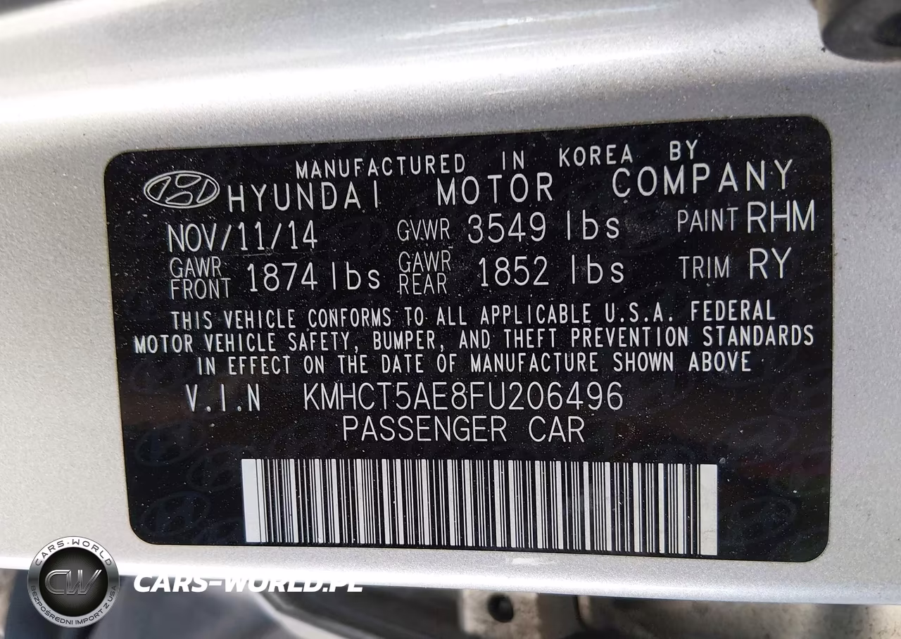 2015 Hyundai Accent Gs VIN:KMHCT5AE8FU206496 - 9