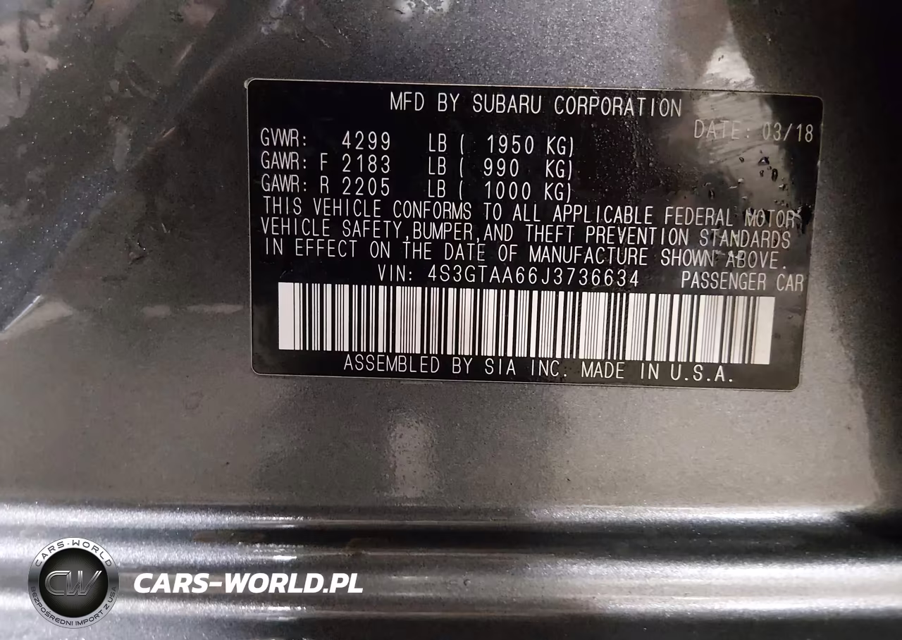 2018 Subaru Impreza 2.0I VIN:4S3GTAA66J3736634 - 9