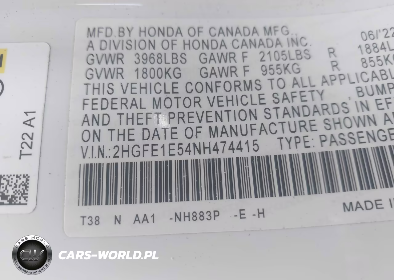 2022 Honda Civic Si Sedan VIN:2HGFE1E54NH474415 - 9