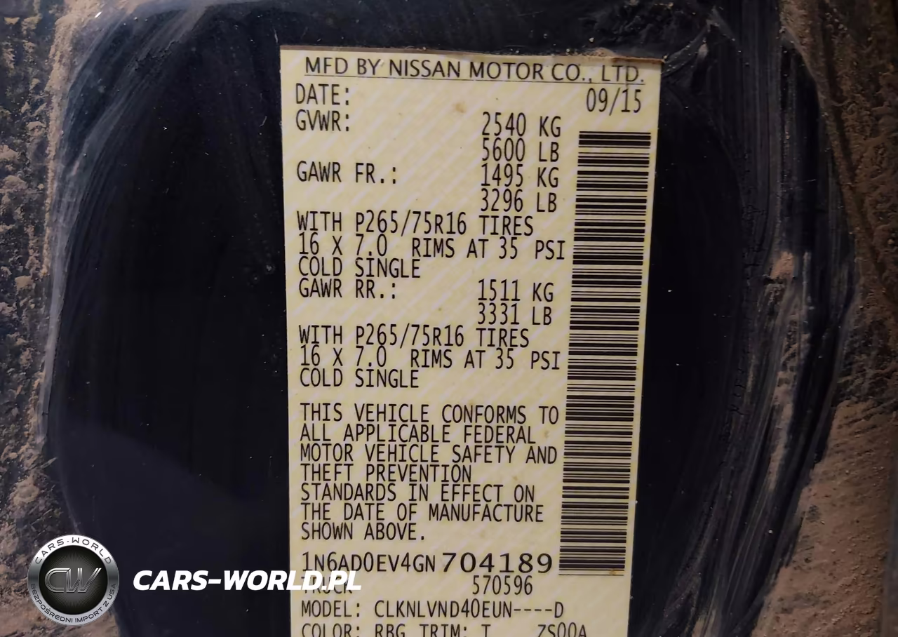 2016 Nissan Frontier Pro-4X VIN:1N6AD0EV4GN704189 - 9