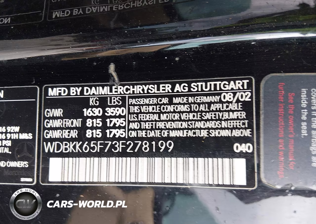 2003 Mercedes-Benz Slk 320 VIN:WDBKK65F73F278199 - 9