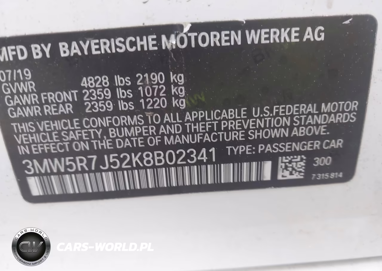 2019 BMW 330I xDrive VIN:3MW5R7J52K8B02341 - 9