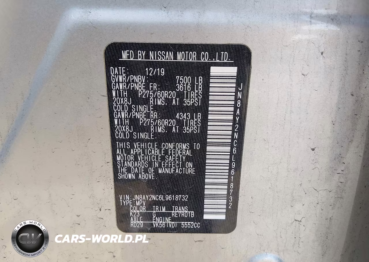 2020 Nissan Armada Sl 4Wd VIN:JN8AY2NC6L9618732 - 9