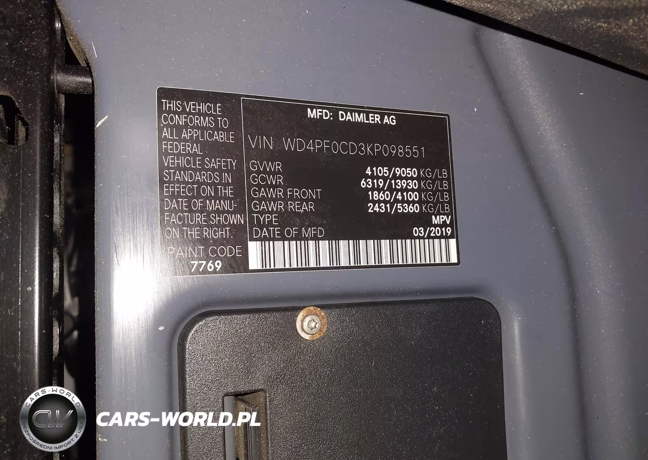 2019 Mercedes-Benz Sprinter 2500 High Roof V6 VIN:WD4PF0CD3KP098551 - 9