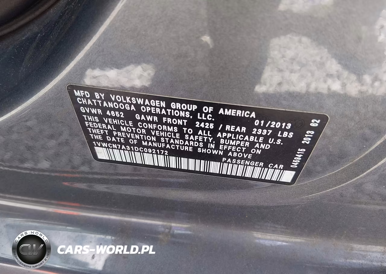 2013 Volkswagen Passat 2.0L Tdi Sel Premium VIN:1VWCN7A31DC092172 - 9