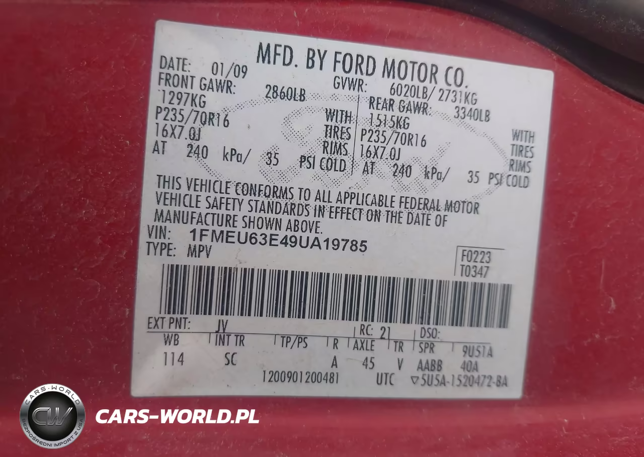 2009 Ford Explorer Xlt VIN:1FMEU63E49UA19785 - 9