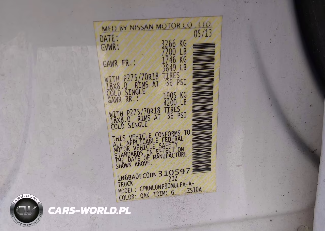 2013 Nissan Titan Pro-4X VIN:1N6BA0EC0DN310597 - 9
