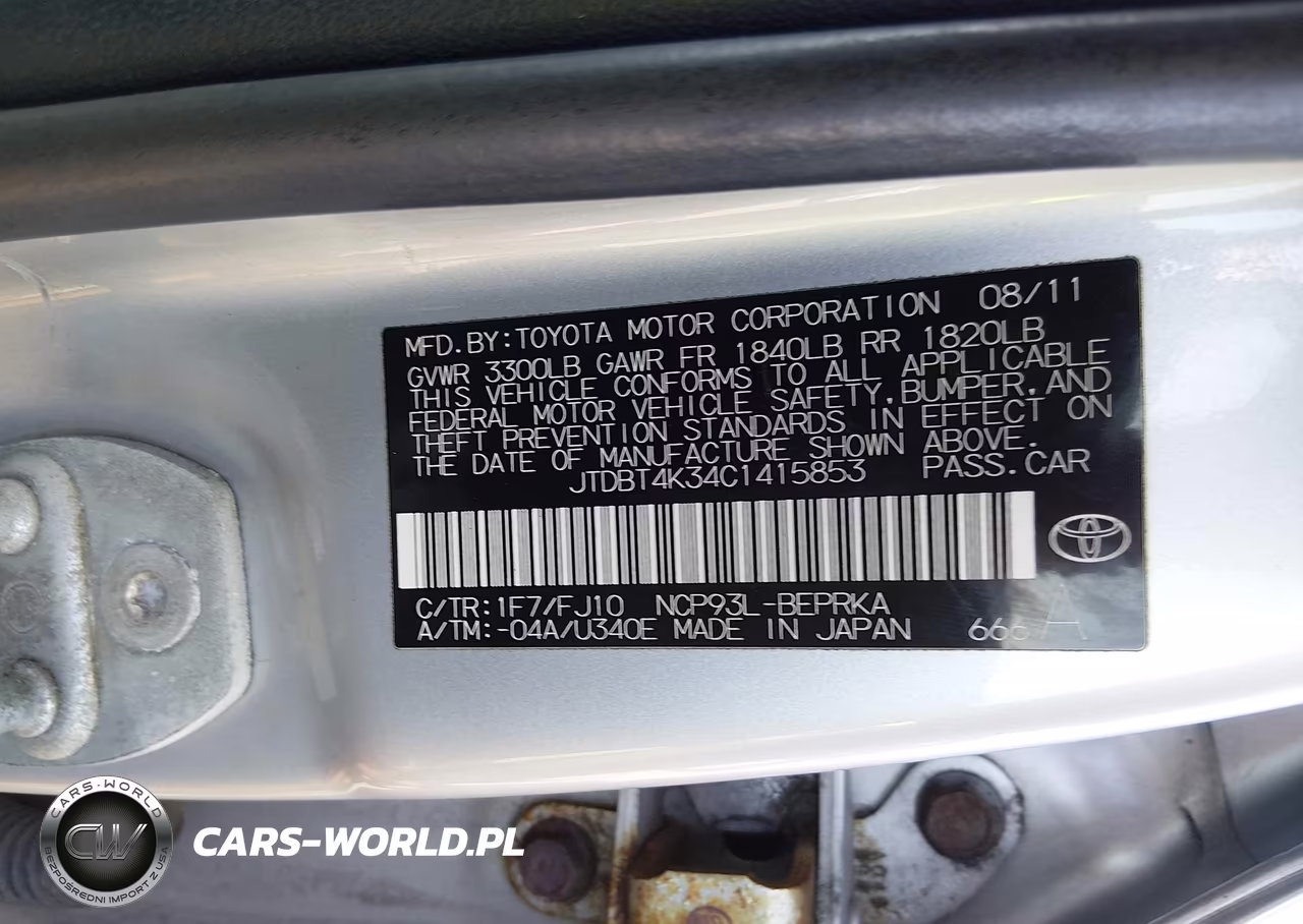 2012 Toyota Yaris VIN:JTDBT4K34C1415853 - 9