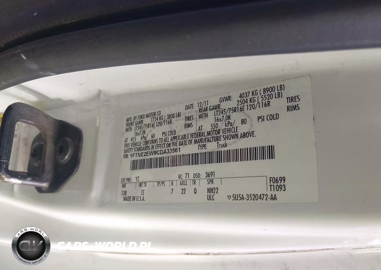 2012 Ford E-250 Commercial VIN:1FTNE2EW9CDA33561 - 9