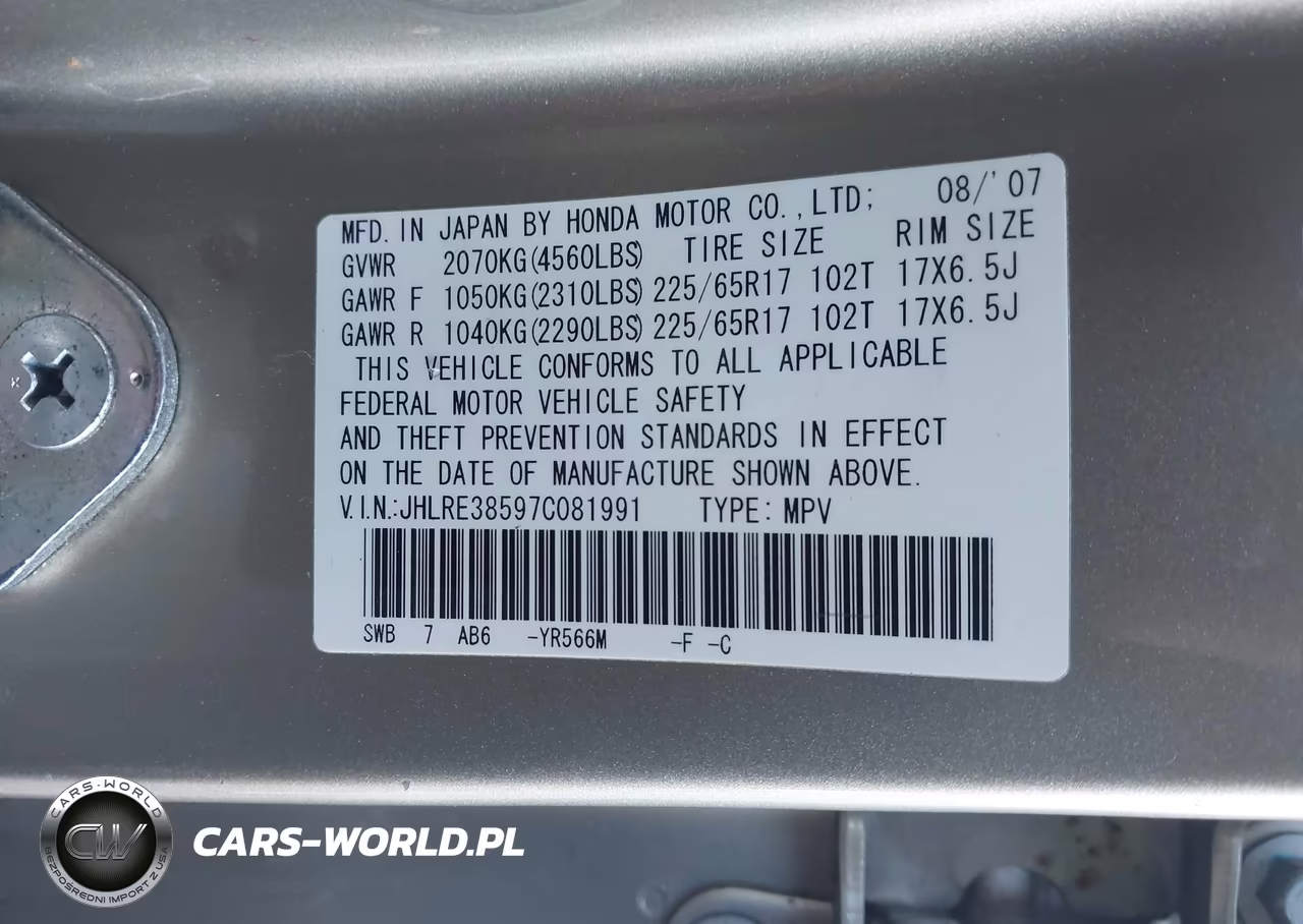 2007 Honda Cr-V Ex VIN:JHLRE38597C081991 - 9