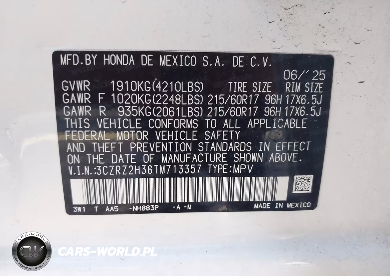 2026 Honda Hr-V Awd Lx VIN:3CZRZ2H36TM713357 - 9
