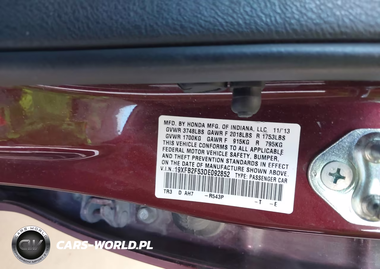 2013 Honda Civic Lx VIN:19XFB2F53DE092852 - 9