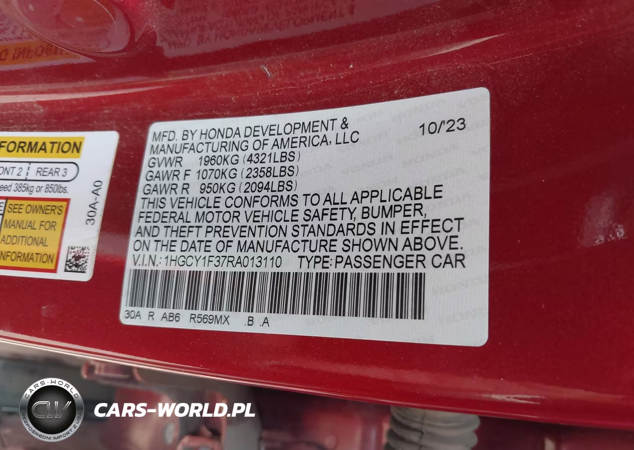 2024 Honda Accord Ex VIN:1HGCY1F37RA013110 - 9